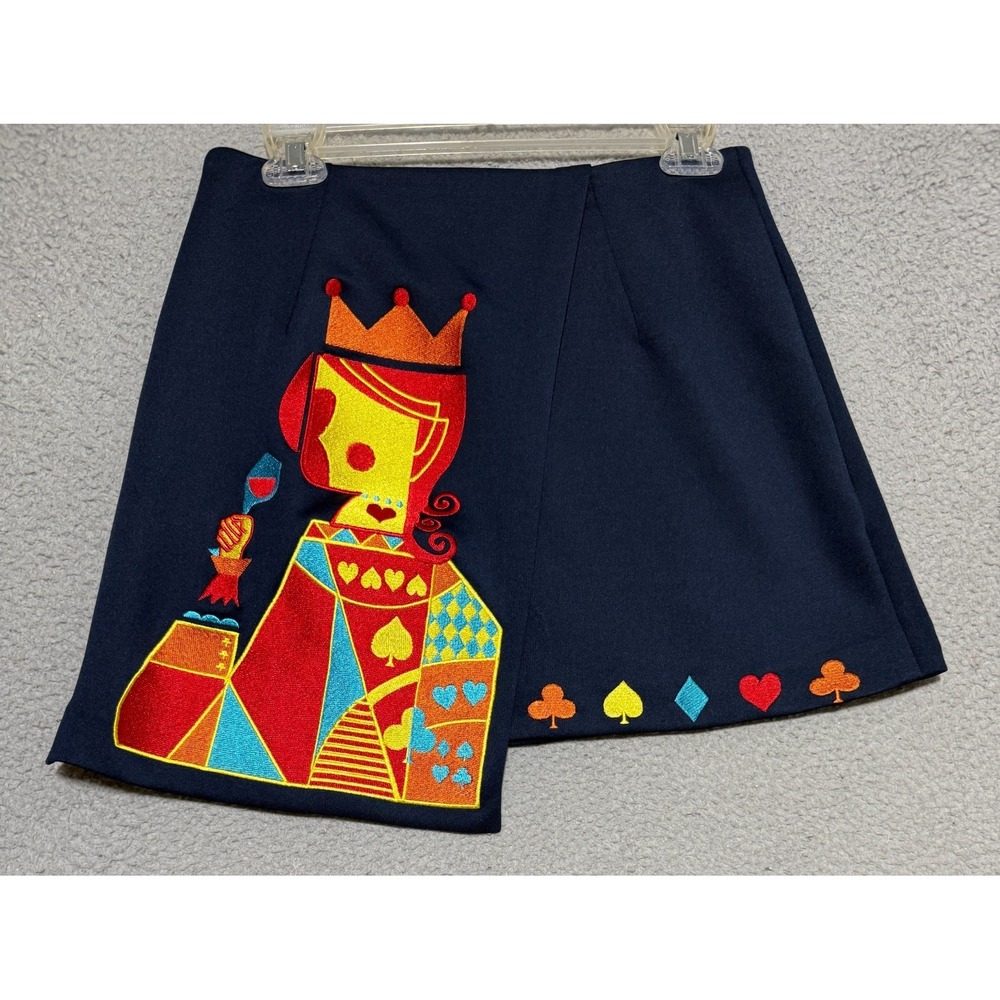 Pollyanna Keong Queen of Hearts Heavy Embroidered Asymmetrical Skirt Size Medium
